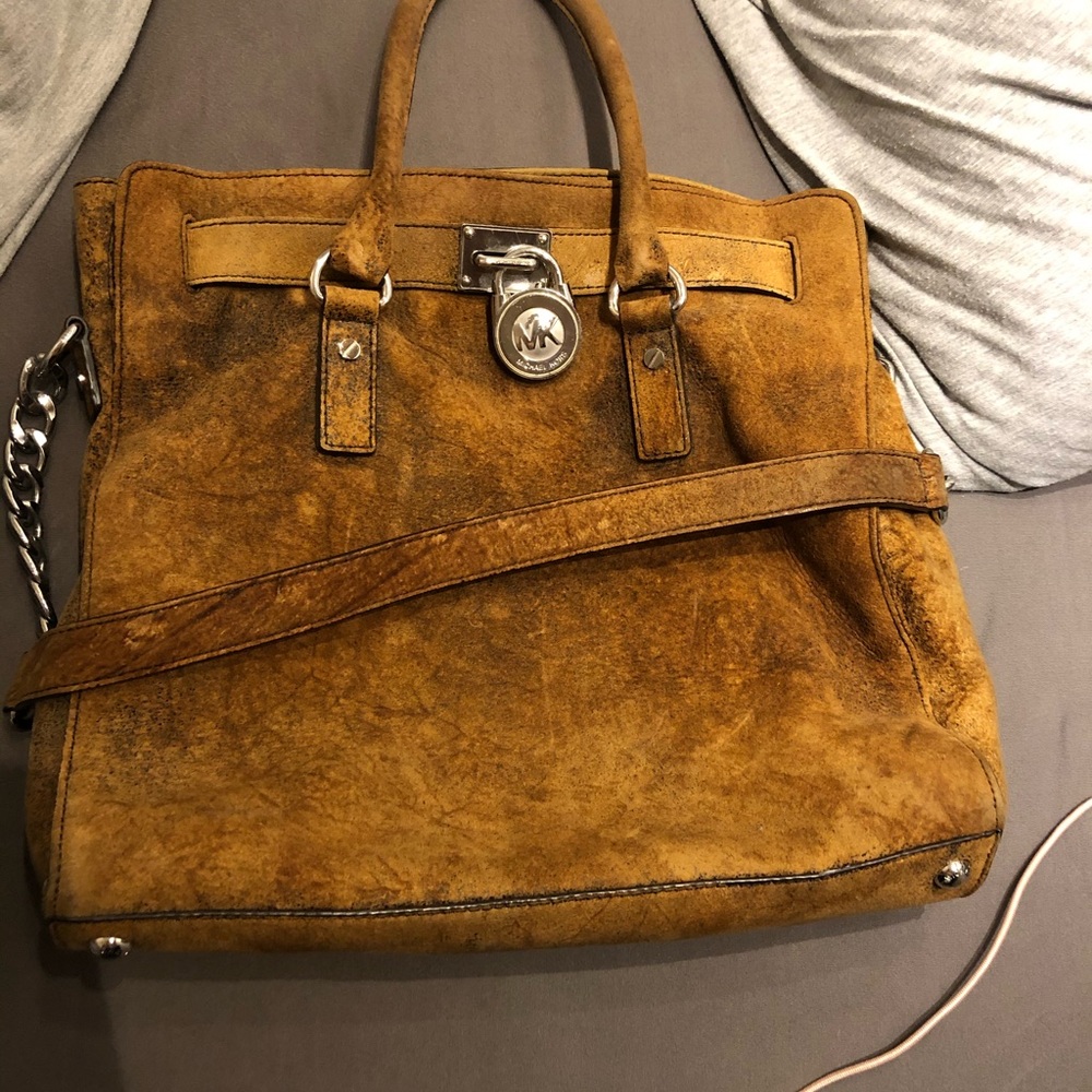 Michael Kors large distressed suede bag